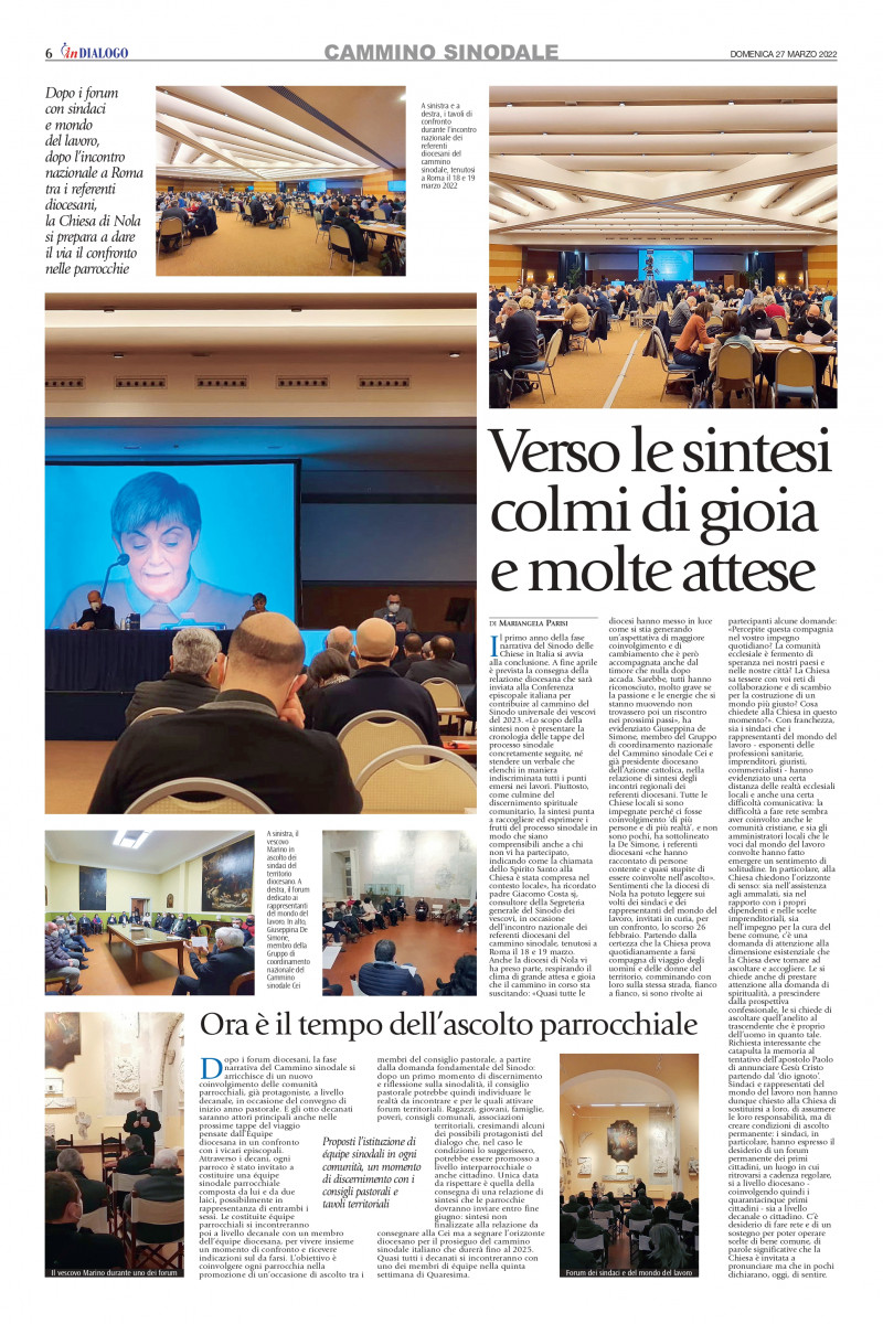 Secondo forum sinodale, con sindaci e mondo del lavoro. Il racconto del mensile diocesano inDialogo