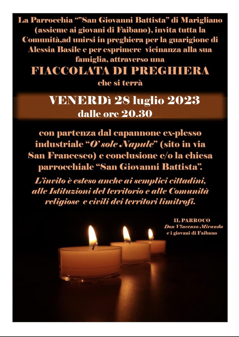 Fiaccolata di preghiera per Alessia a Faiano